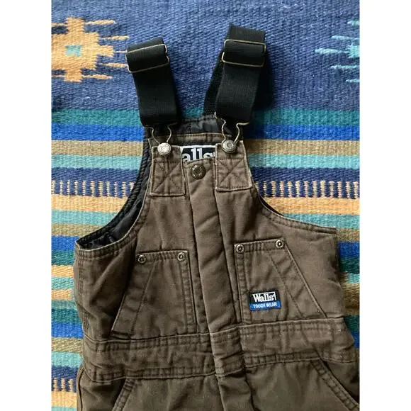 Walls Toughwear Youth Sz Sm 6-7 Insulated brown Bib Overalls work utility